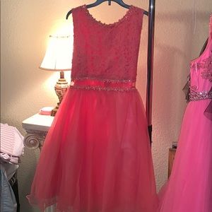 Flamingo pink prom dress